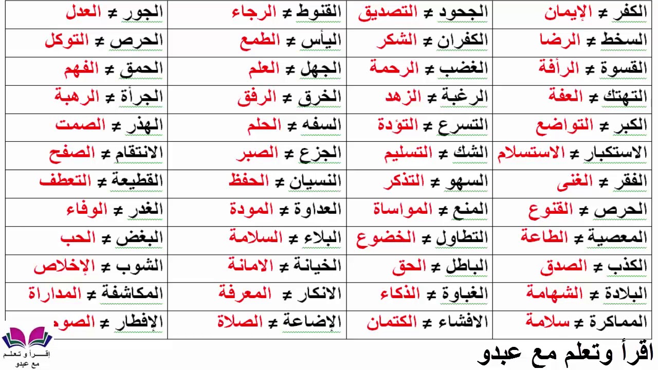 معاني الكلمات العربية 5678 7