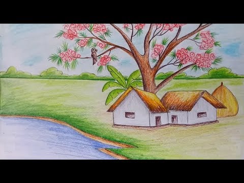 رسم منظر طبيعي باليد - الرسم من الفنون الجميله 2589