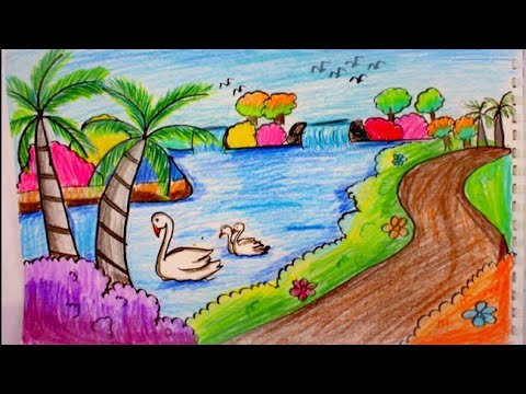 رسومات سهله اوي للصغار رسم منظر طبيعي سهل للاطفال 4177 11